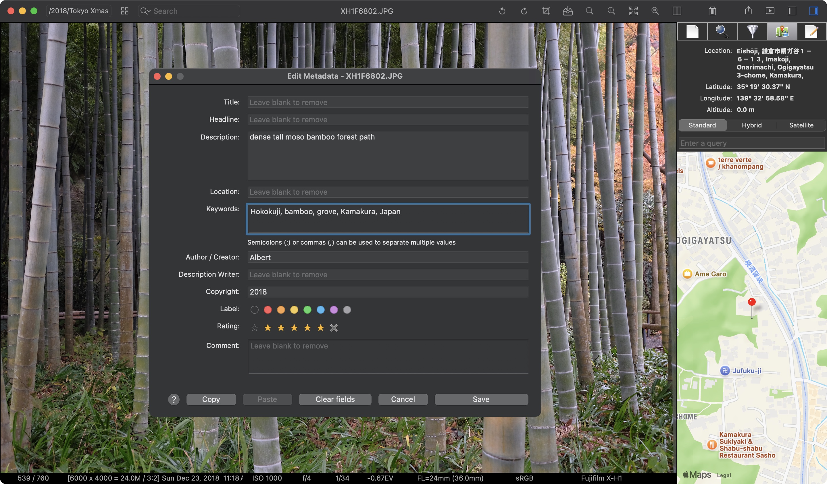 ApolloOne metadata editor with keywords, star rating, and color labels